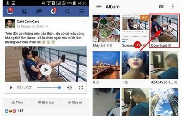 Video đã được tải về qua máy điện thoại Samsung
